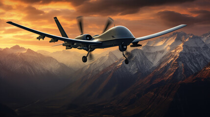 War drone on runway in night sky