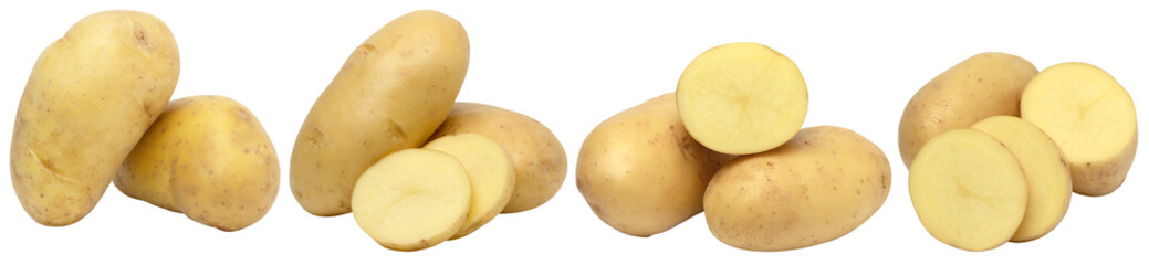 young potatoes and sliced isolated, transparent PNG, collection, PNG format, cut out