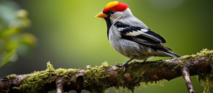 Brazil s Pantanal forest is home to a Yellow billed Cardinal restful on a perch With copyspace for text