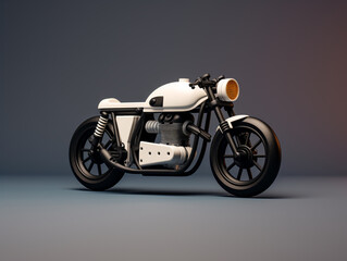 A classic motorcycle model isolated on solid background. Miniature size. 