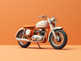 A classic motorcycle model isolated on solid background. Miniature size. 