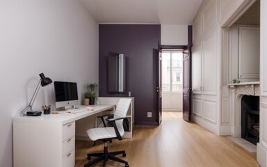 Modern Home Office in Paris: A Contemporary Interior Transformation generative ai - 658885169