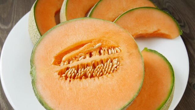 Sliced melon on a plate.
