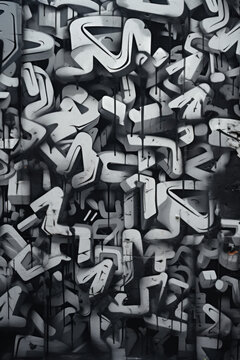 Black and white graffiti mural's street art wall background