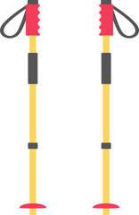 Skiing poles flat icon