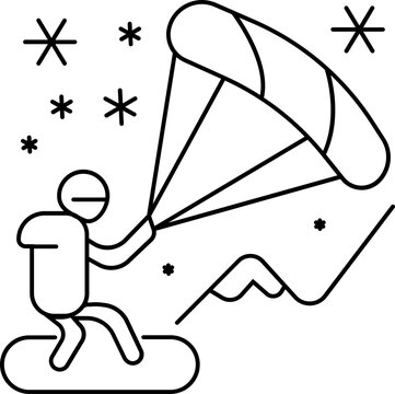 snowboarder kitesurfing snowy mountains clip art preview