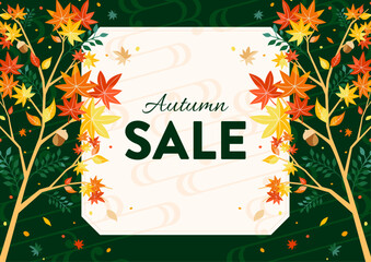秋の紅葉のセール背景フレーム