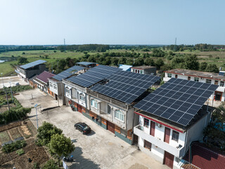 Fototapeta premium solar panels on roof of house