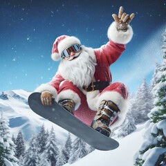 Santa Claus Snowboarding