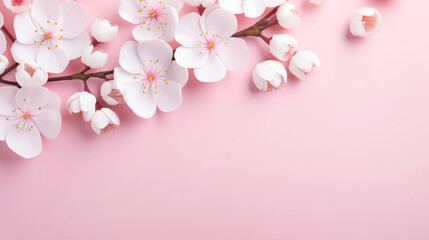 Wedding floral pink background with white apple tree.