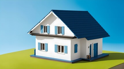 住宅のミニチュアモデル、カラー背景｜Miniature model of house, color background. Generative AI