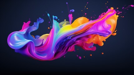 a colorful paint splashing in a blue background