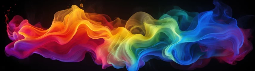 Foto op Canvas a rainbow colored smoke on a black background © sam