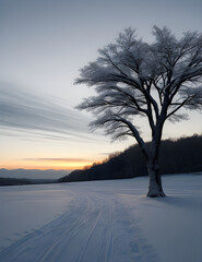 Generative KI winterliche Landschaft mit Bäumen