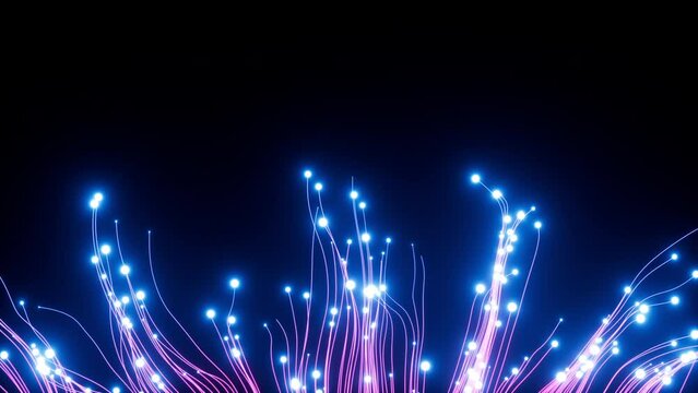 Abstract glowing particles, point explode, 3d rendering.