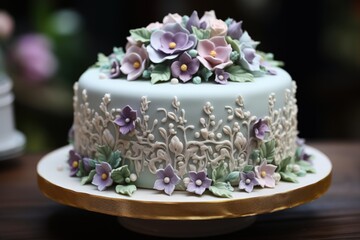 a cake with flowers on it