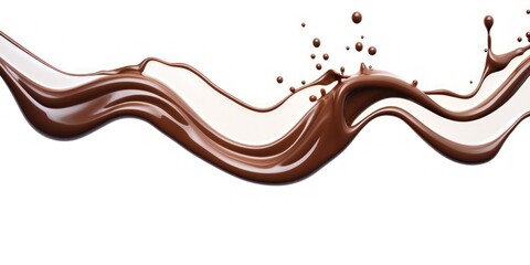 a chocolate splashing in a white background
