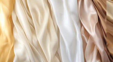 a group of white and beige silk