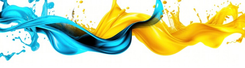 a yellow and blue paint splashing