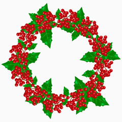 Christmas wreath of holly leaves and berries - 658891180