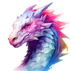 Illustration of a fantastic dragon , pastel tetradic colors, vector art, cute and quirky, fantasy art, watercolor effect, PNG transparent background, AI generated