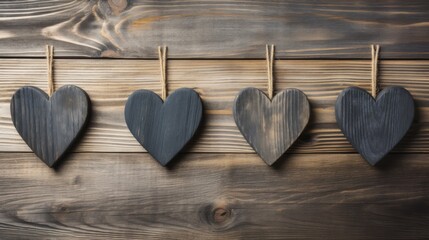 two wooden hearts on a string