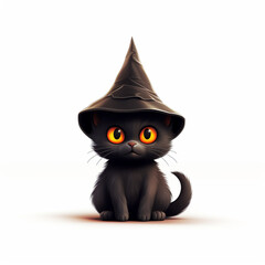 Isolated Black Baby Cat Cartoon - Halloween Design Element,generated by IA