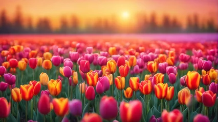 Foto op Plexiglas Colorful tulip field in spring © saurav005