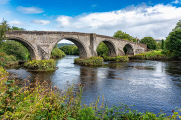 Fototapeta na wymiar Medieval Bridge of the City of Stirling monument of William Wallace, Scotland