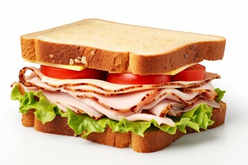 Delicious turkey sandwich isolated on a white background generative ai - Powered by Adobe