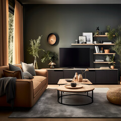 modern living room with fireplace