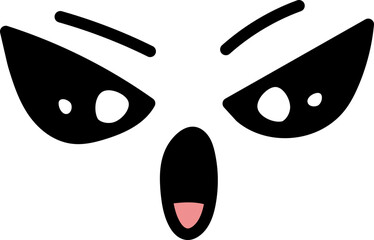 Angry kawaii cute face illustration