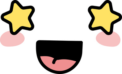 Excited kawaii cute face illustration