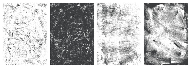 Grunge material monochrome set textures