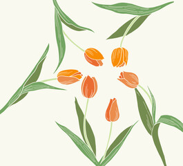 Tulips painting. Hand-drawn vector illustration. 