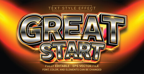 Great Start Text Style Effect. Editable Graphic Text Template.