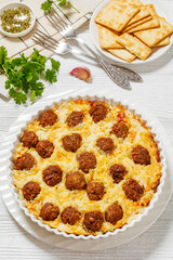 Meatball Hash Brown Casserole in baking dish