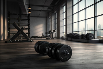 3d rendering dumbbells on the floor in conch