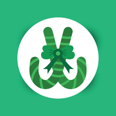 Candy canes with green bow, Christmas and new year symbol
