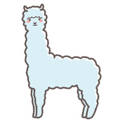 ふわふわのアルパカのイラスト（全身）