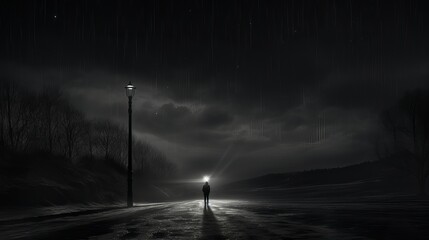 silhouetted on the road