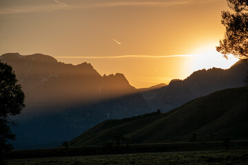 Sunset Over The Grand Teton Mountains