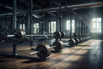 barbells in the gym ai technology generated