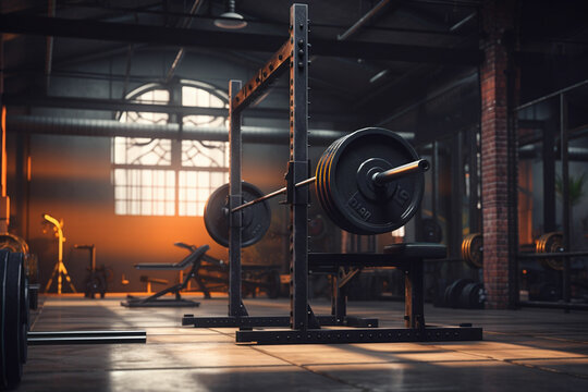 barbells in the gym ai technology generated