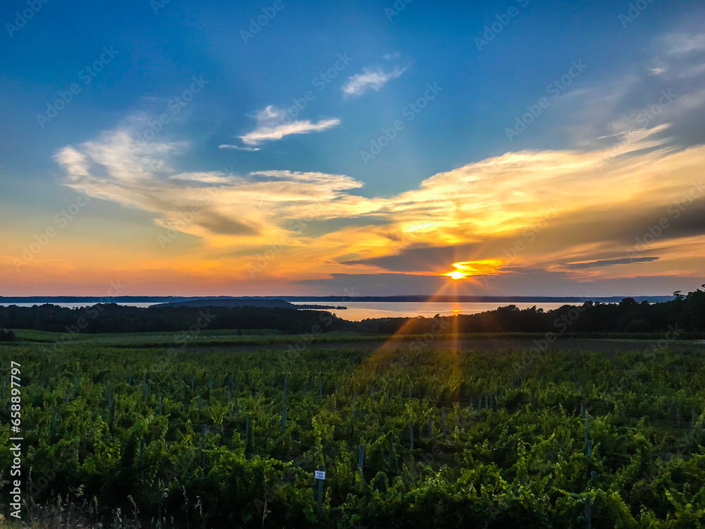 Wall mural sunset over lake michigan, near traverse city.