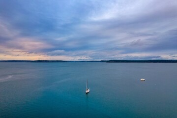 Boats on the Puget Sound at sunset