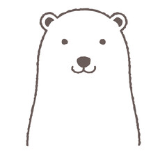 正面向きのシロクマの手描き線画