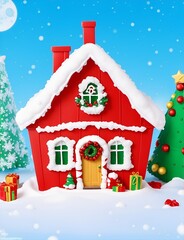 Christmas cartoon house
