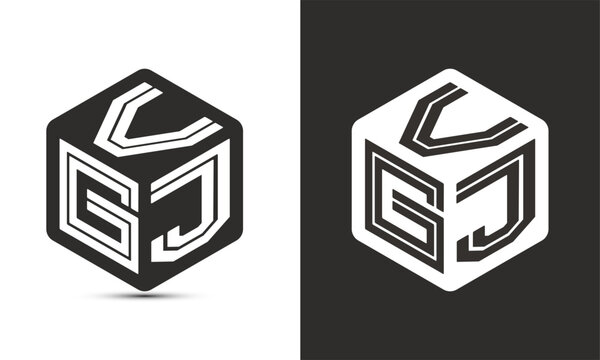 VGJ letter logo design with illustrator cube logo, vector logo modern alphabet font overlap style.
