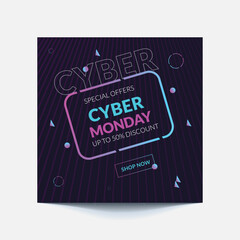 Sale banner template design, Cyber Monday special offer sale up to 50% off